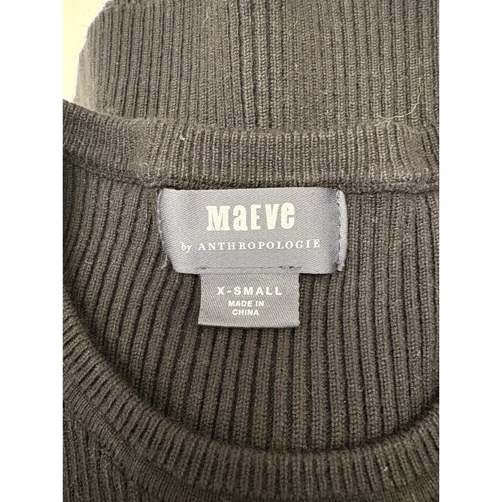 Maeve Black Ribbed Short Sleeve Sweater Size XS Stretch - Picture 5 of 7
